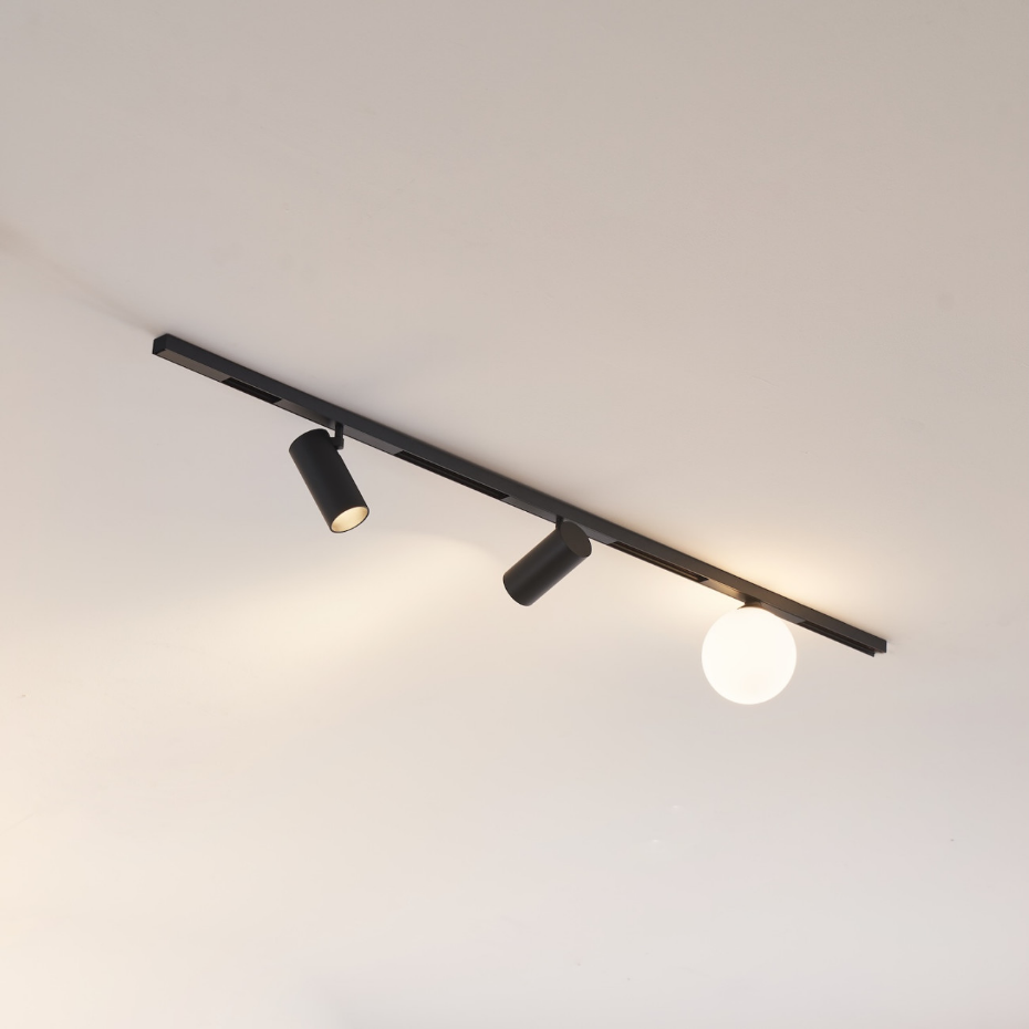 Kit rail LED 2 spots + 1 boule verre - LYNE