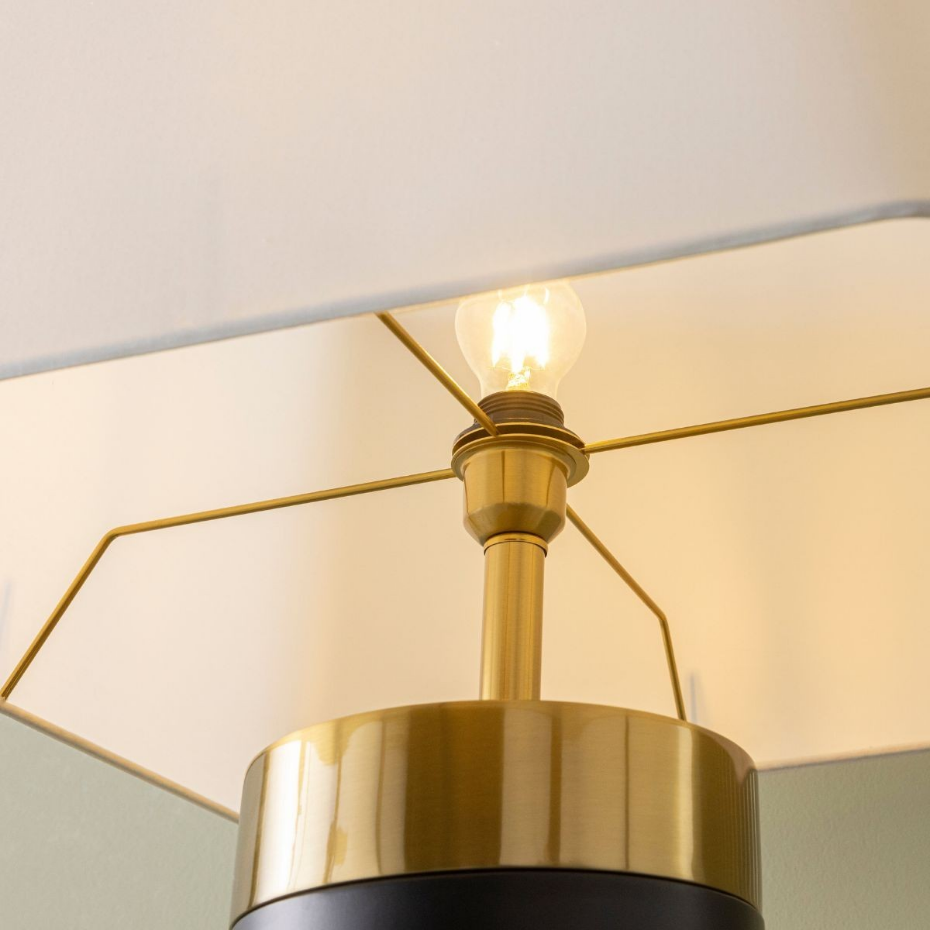 Lampe sur pied en métal noir et finition laiton doré H165 cm - VENDOME