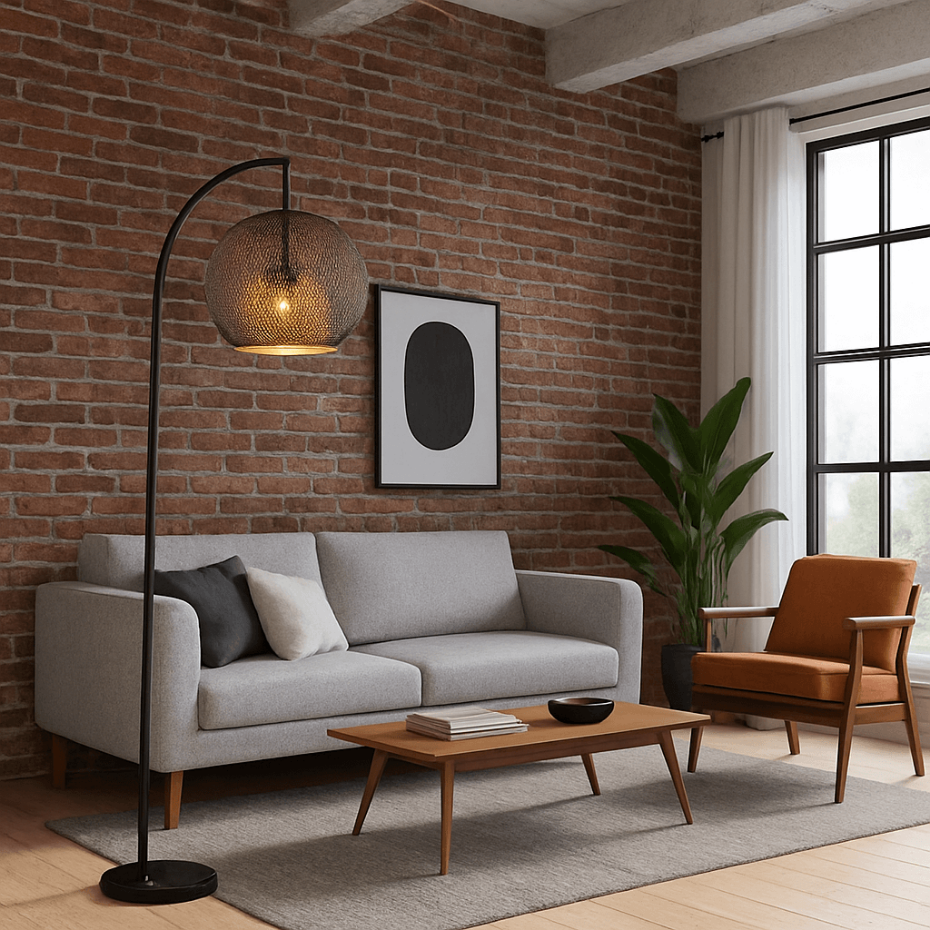 Lampadaire en acier et marbre, GRATO