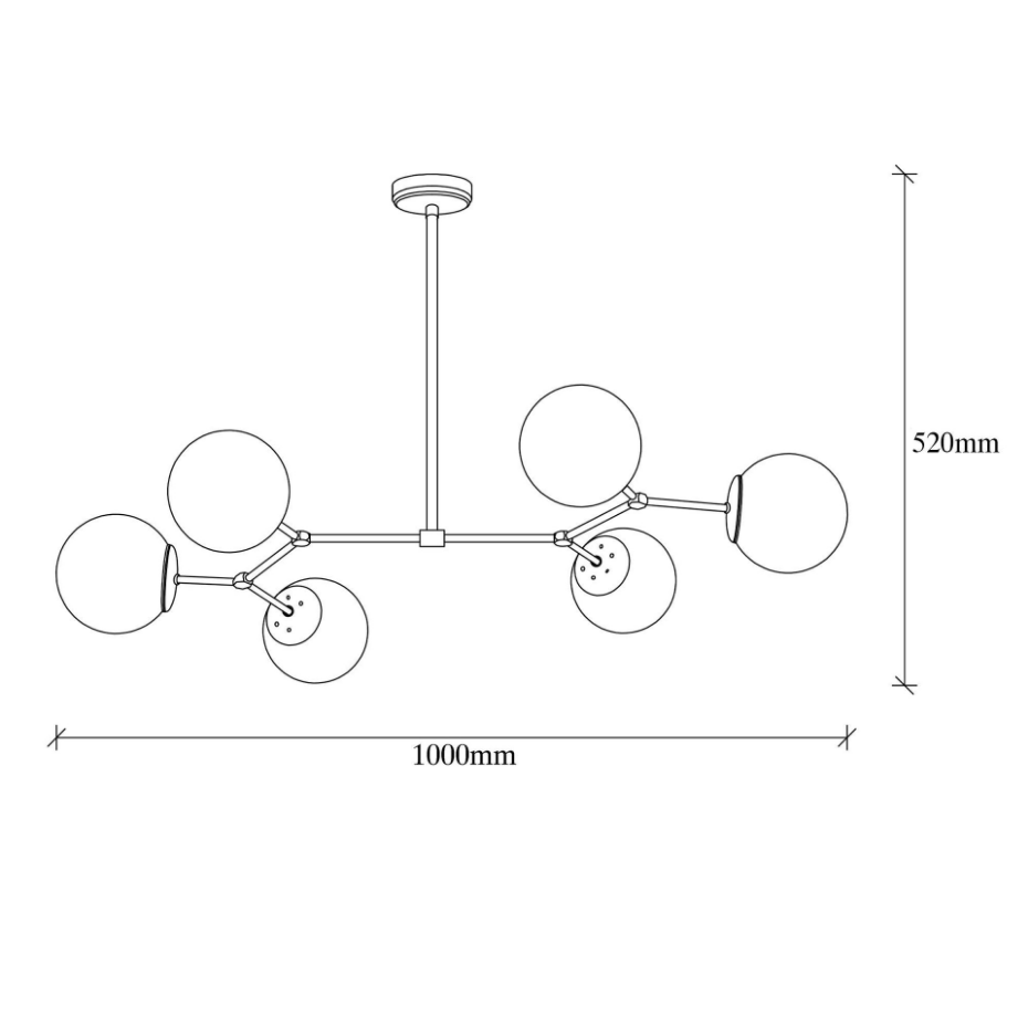 Suspension design 6 globes en verre SIERRE