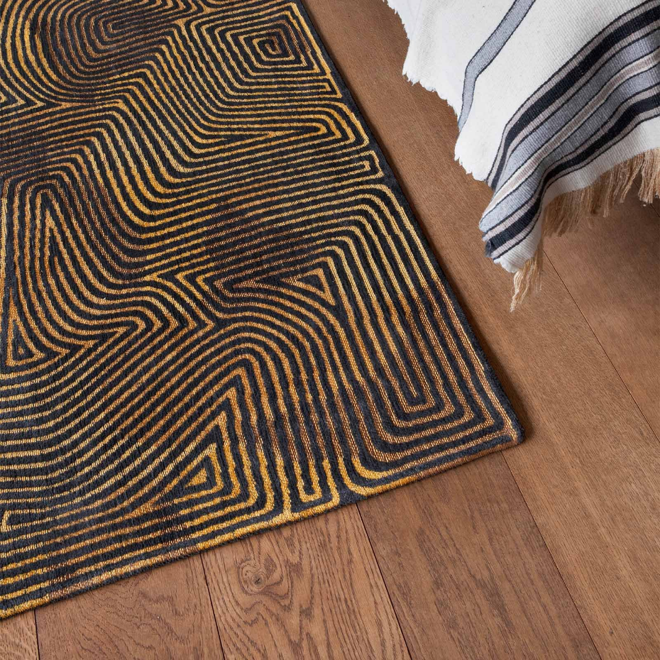 Tapis salon et chambre tissé plat BLACK HORIZON