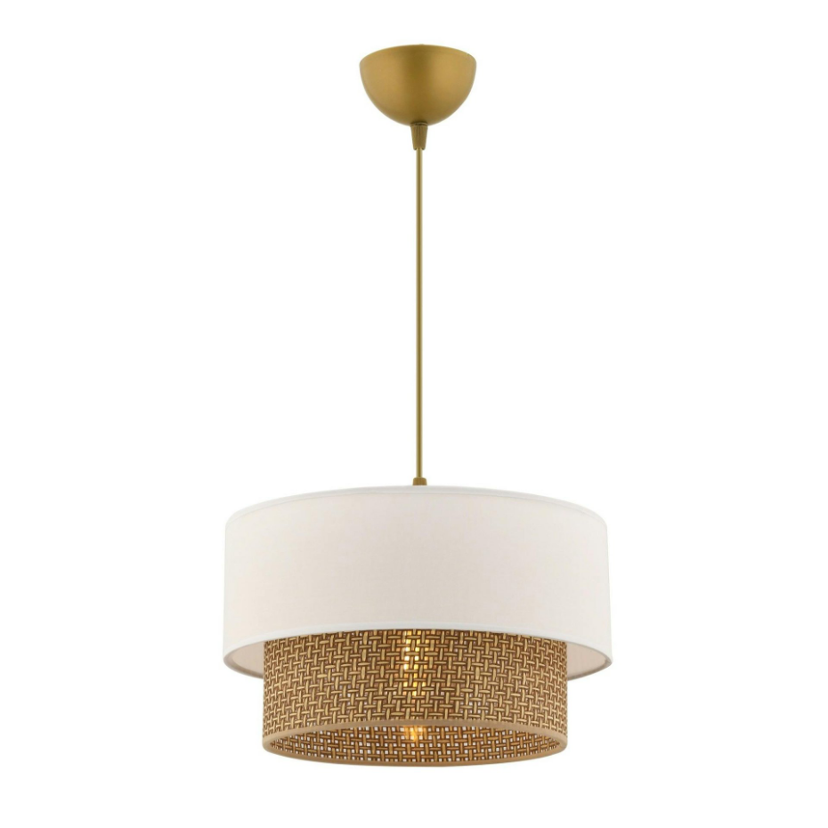 Suspension blanche - double abat-jour avec tressage ZURICH