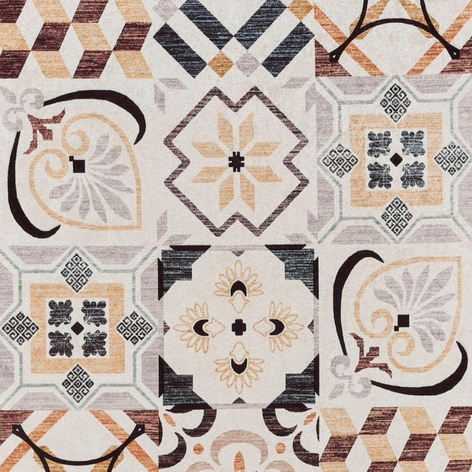 Tapis cuisine ou salle de bain motif géométrique, texture kilim, LYN11 C, design original