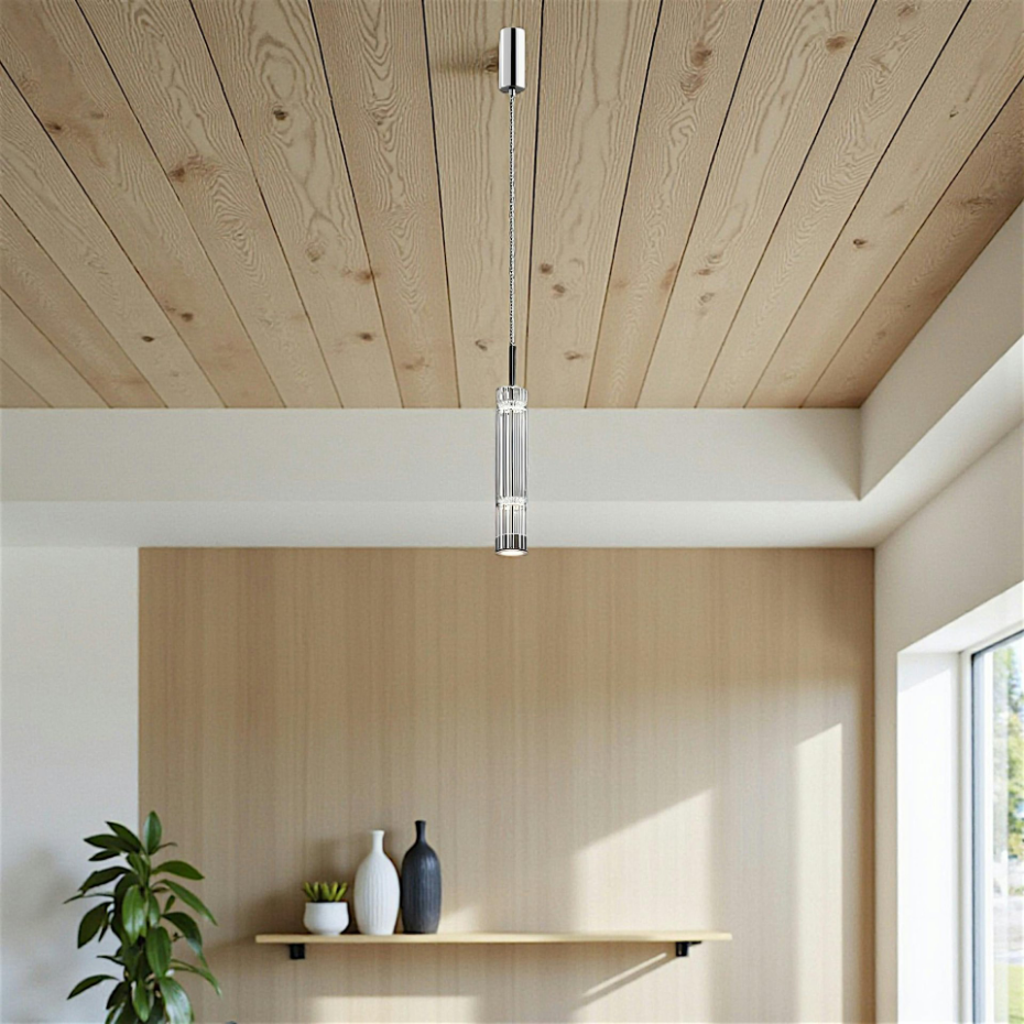 Suspension design à LED, abat-jour en verre SOLANA