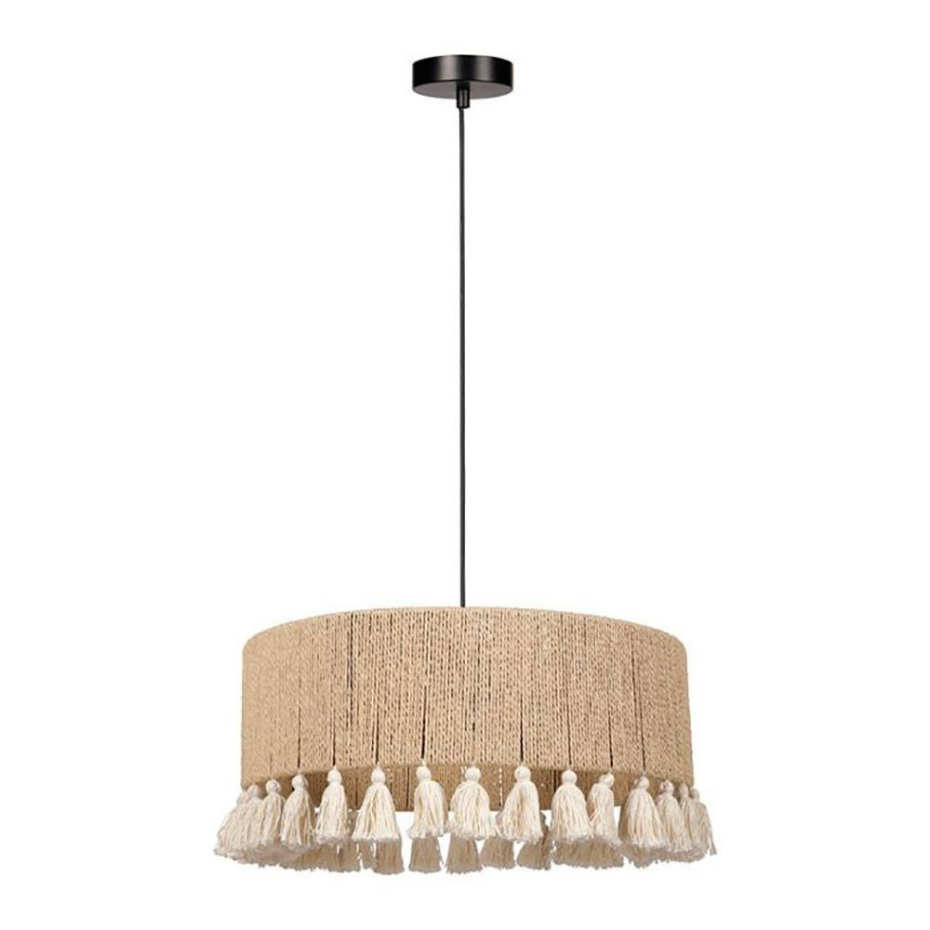 Suspension Cylindrique Métal Coton Charlotte Noire Beige