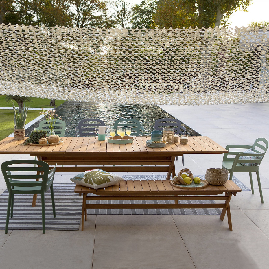 Table de jardin pliante Réalto, acacia, 2 allonges