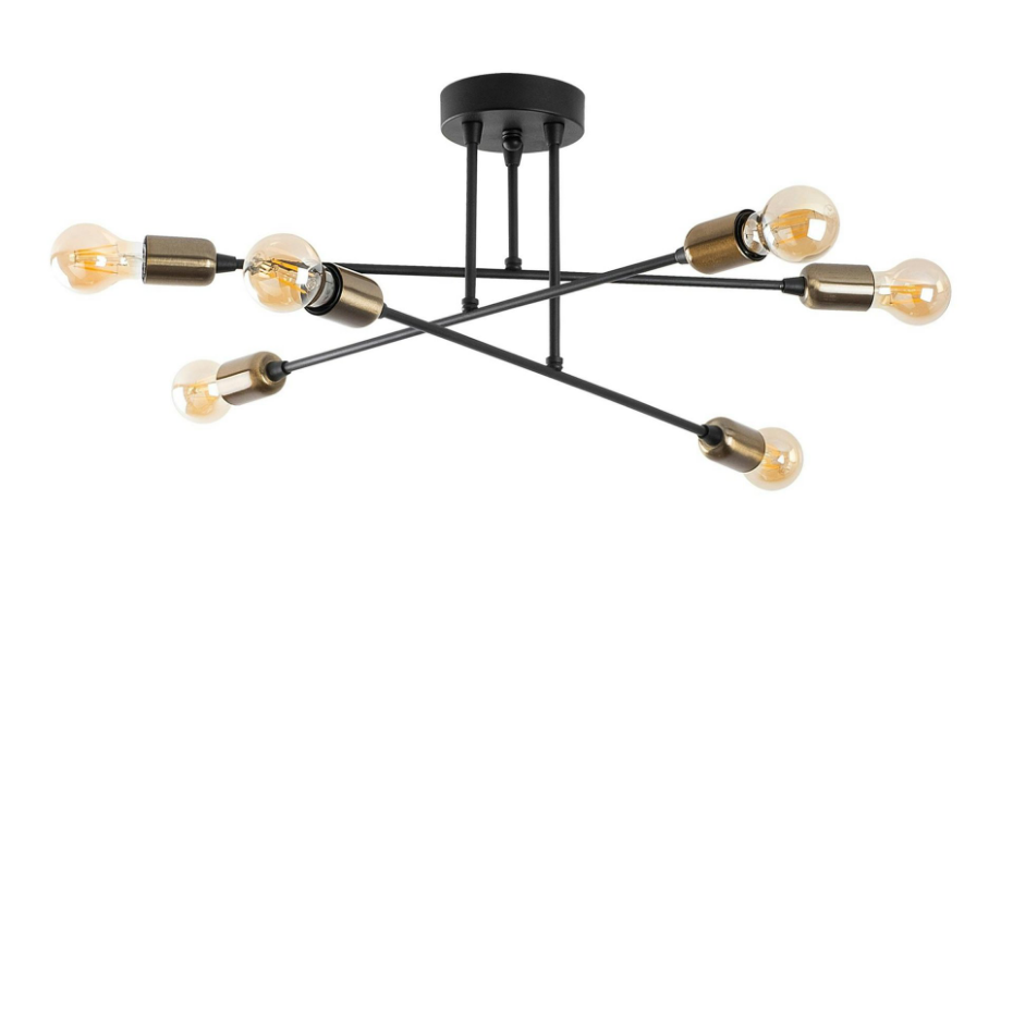Suspension moderne cuivrée 6 lampes sur tige MARATEA