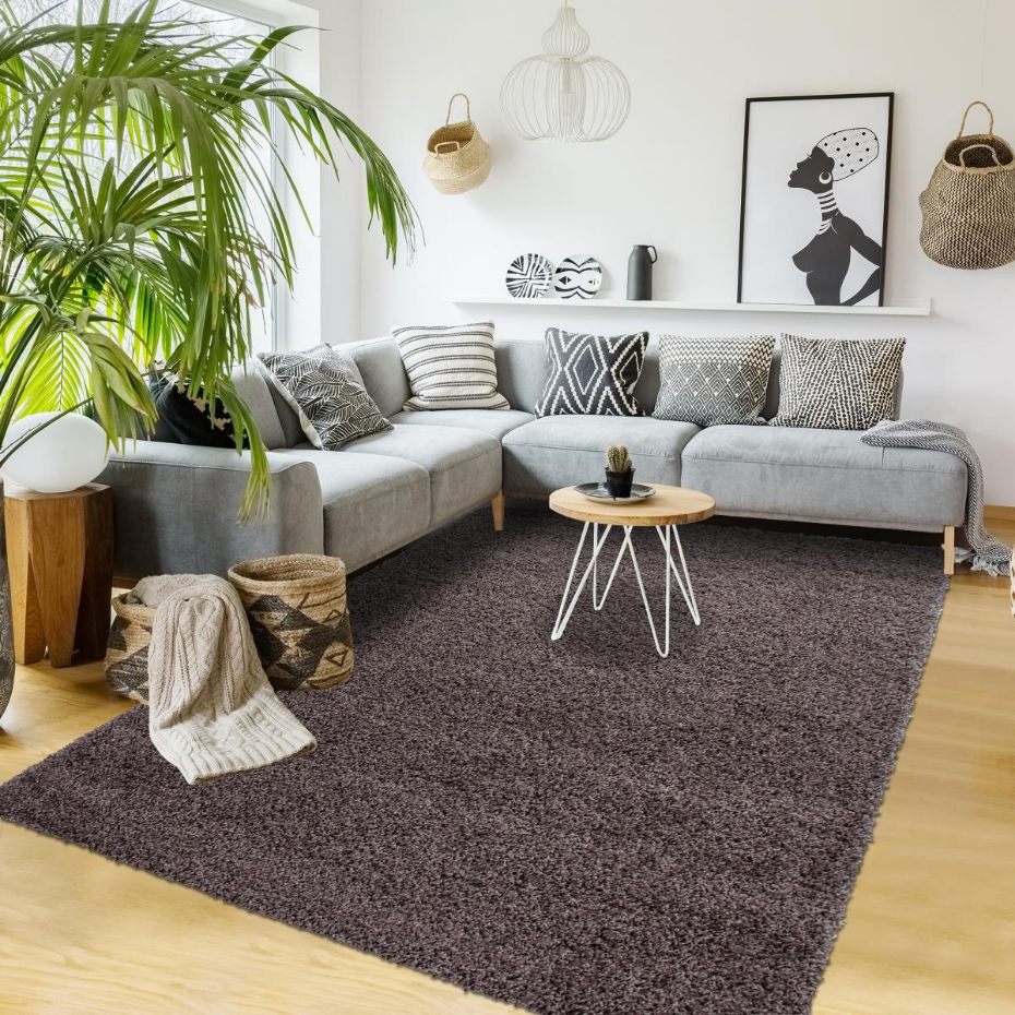 Tapis poils longs shaggy tissé motif uni UNI L