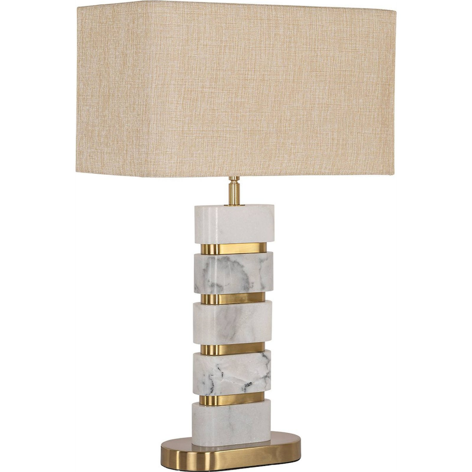 Lampe à poser en marbre avec abat-jour rectangulaire