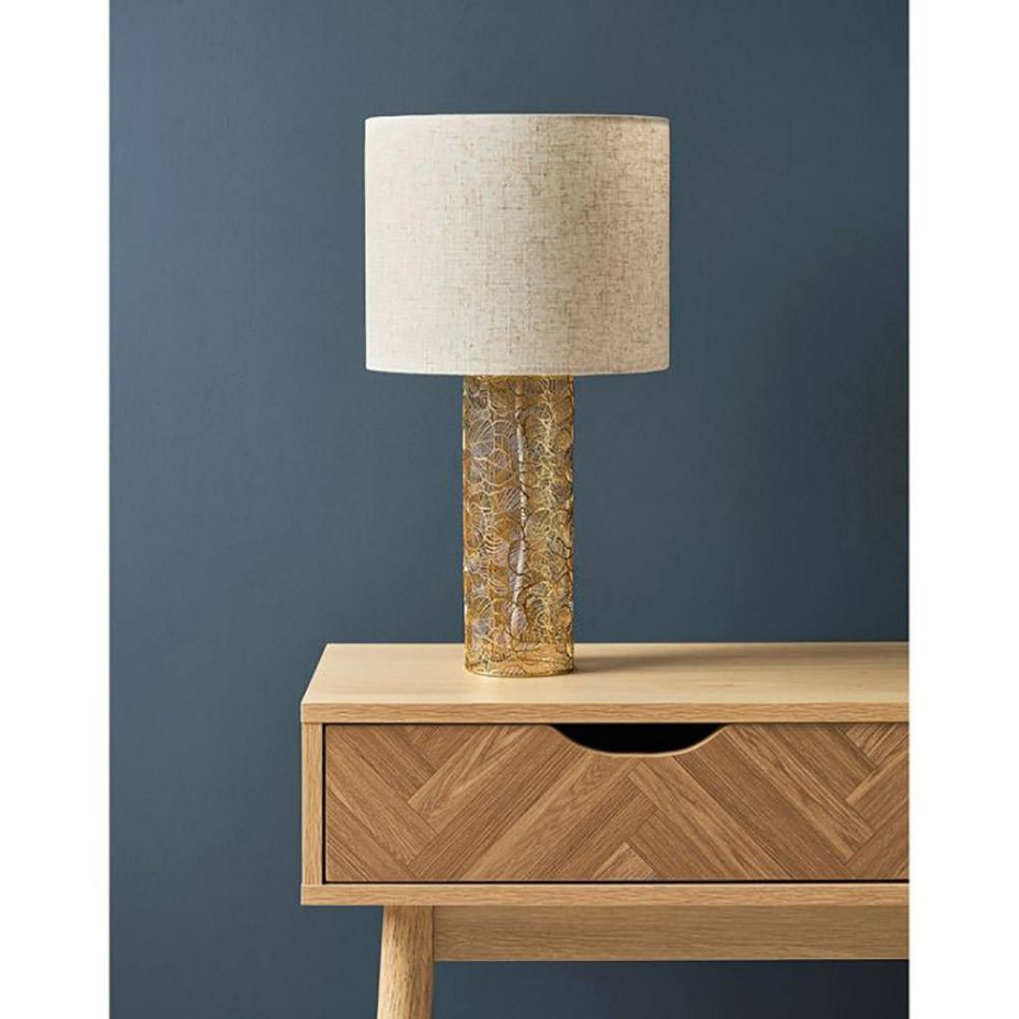 Lampe Métal Lin Calathéa Beige Dorée