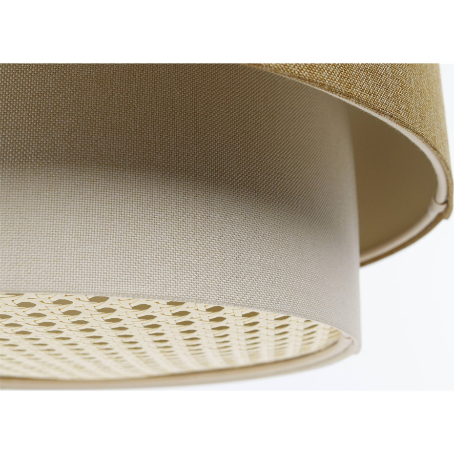 Suspension ronde en tissu avec diffuseur rotin Boho Elegant
