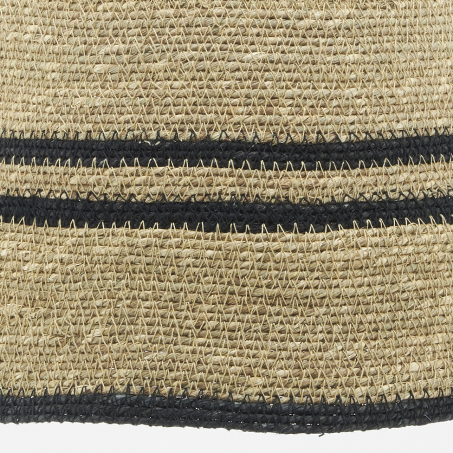 Suspension cloche en jonc naturel et noir