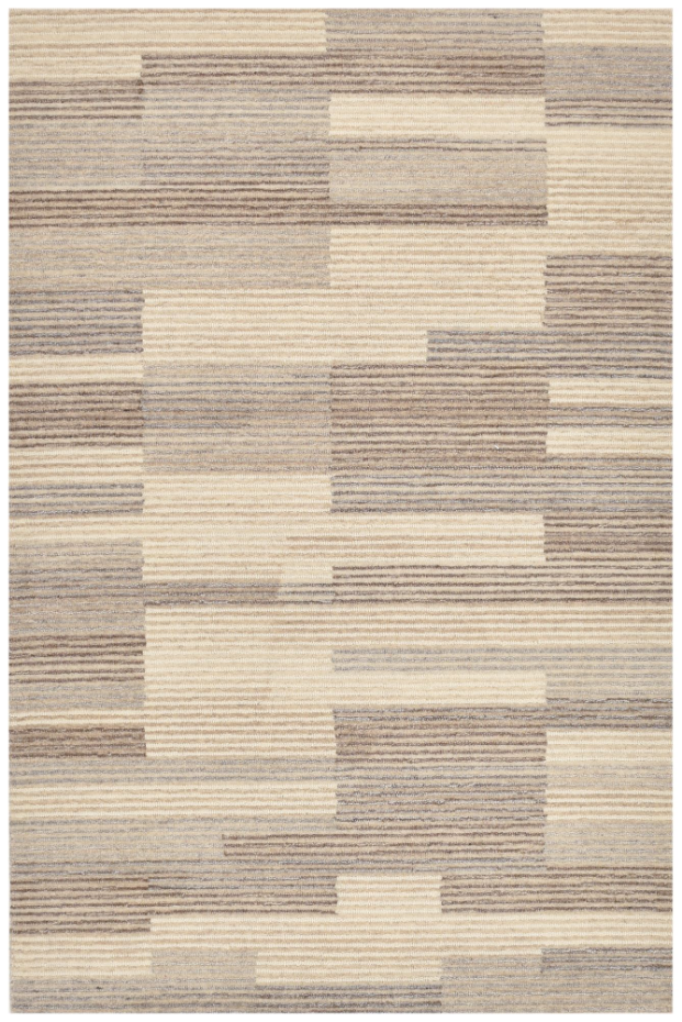 Tapis tufté main en laine à rayures - Natur Loop