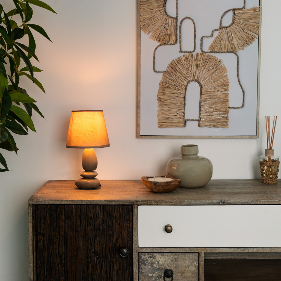 Lampe céramique galets superposés LUIS