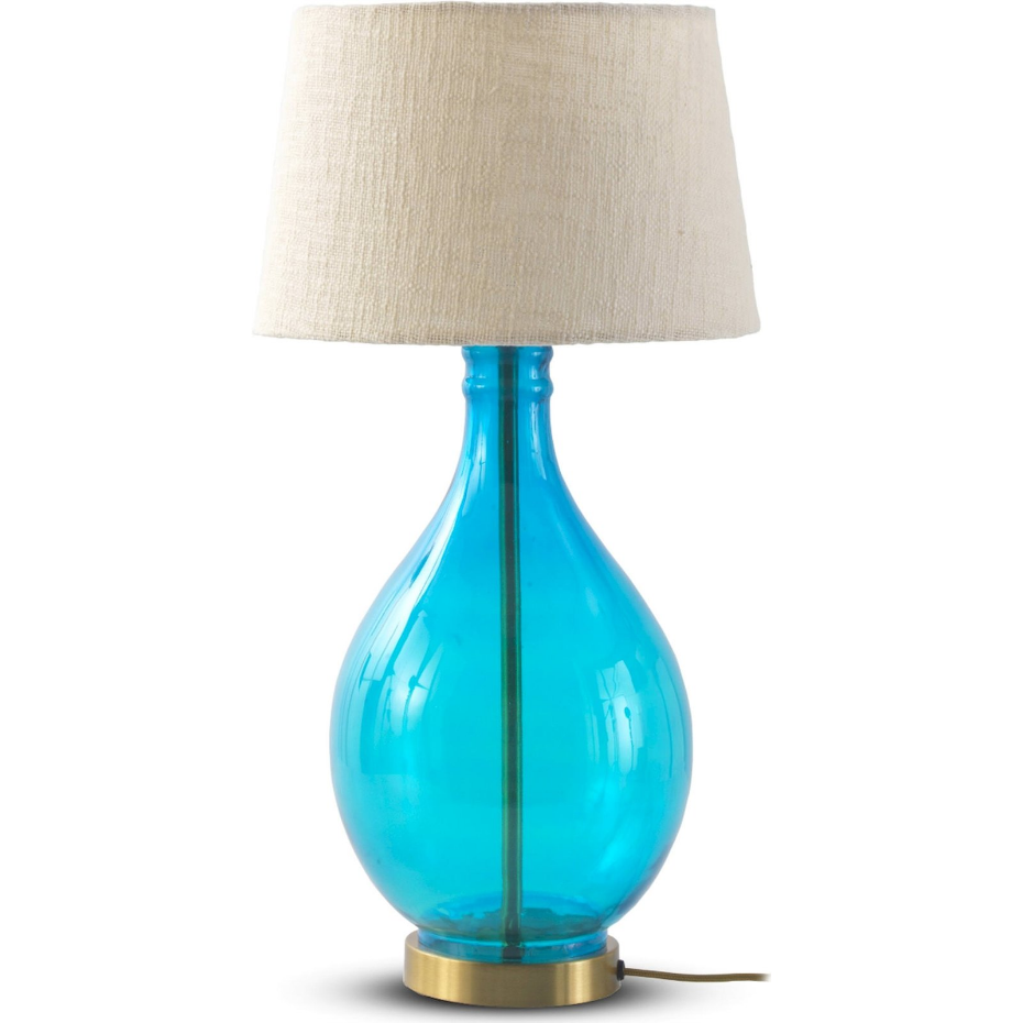 Lampe de table ronde en verre avec abat-jour coton