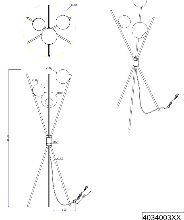 Lampadaire design en métal, LANCE