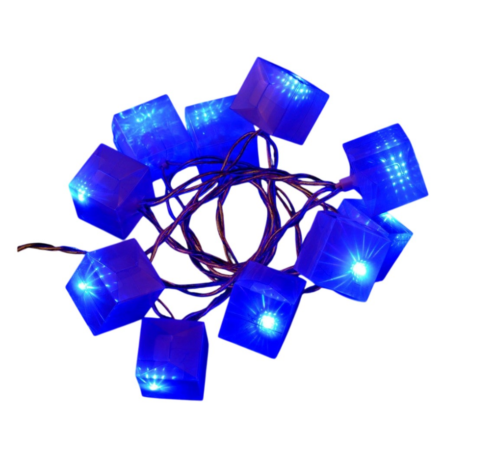 Guirlande électrique cubes lumineux 10 Led bleue