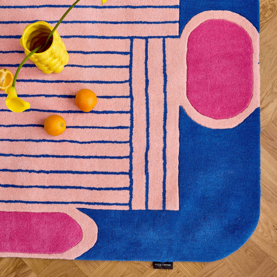 Tapis rectangulaire en laine et coton Nuage sucré