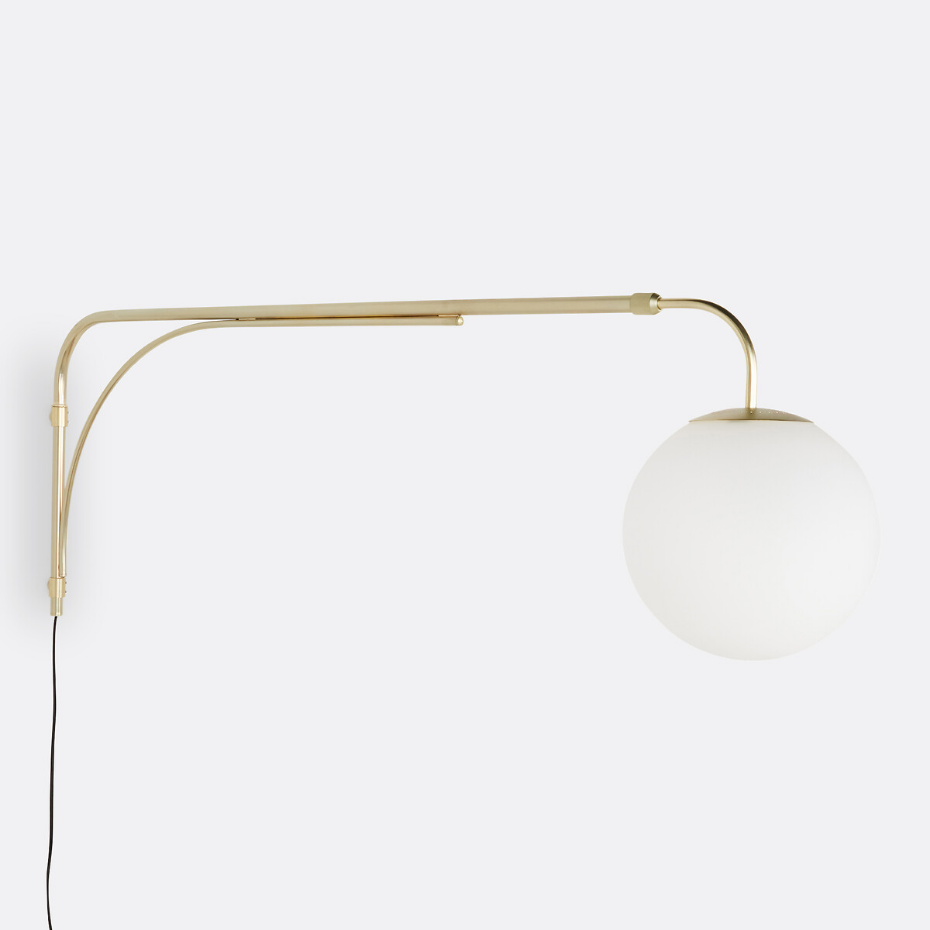 Applique/Potence laiton et verre opaline, Moricio