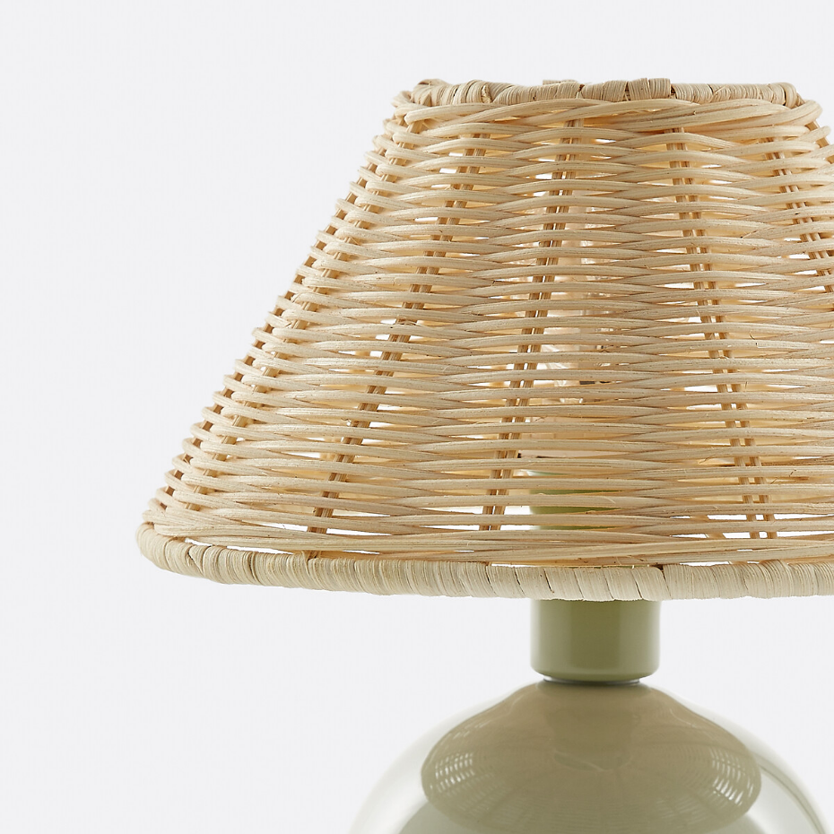 Lampe à poser céramique et rotin, Alios