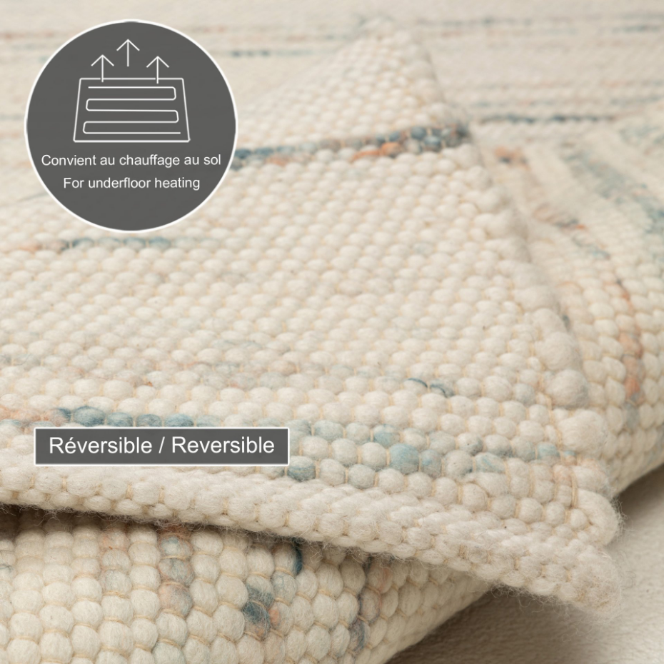 Tapis réversible en laine foulée tissé à la main aux couleurs vives - Alpen
