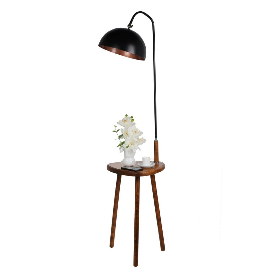 Lampadaire de lecture noir avec table intégrée KILIS