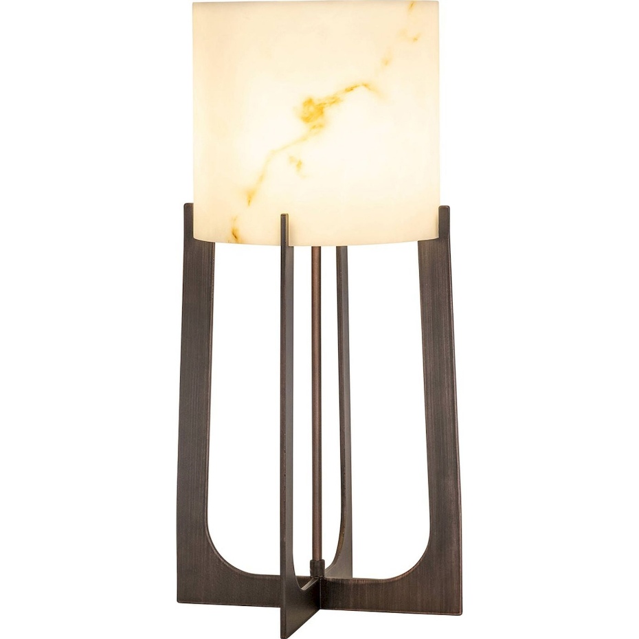 Lampe de table ronde en fer effet marbre