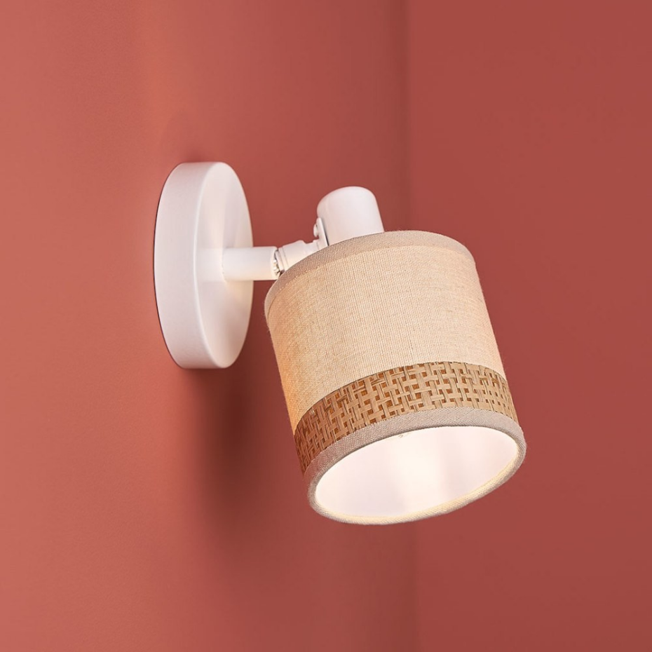 Applique Patère Orientable 1 Abat-jour Lin Papier Beige