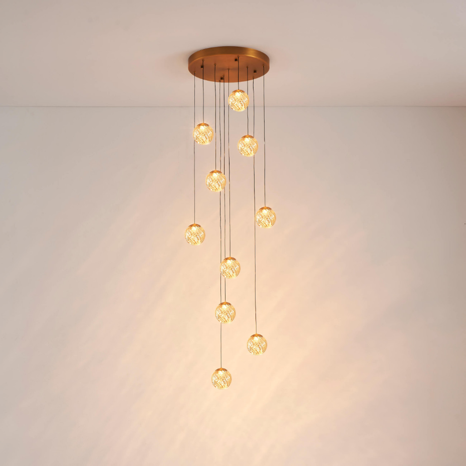Suspension LED longue à verre ambré - ESPOSIA