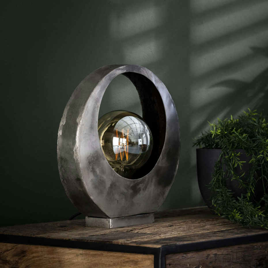 Lampe à poser forme lune en métal argenté TRIBECA