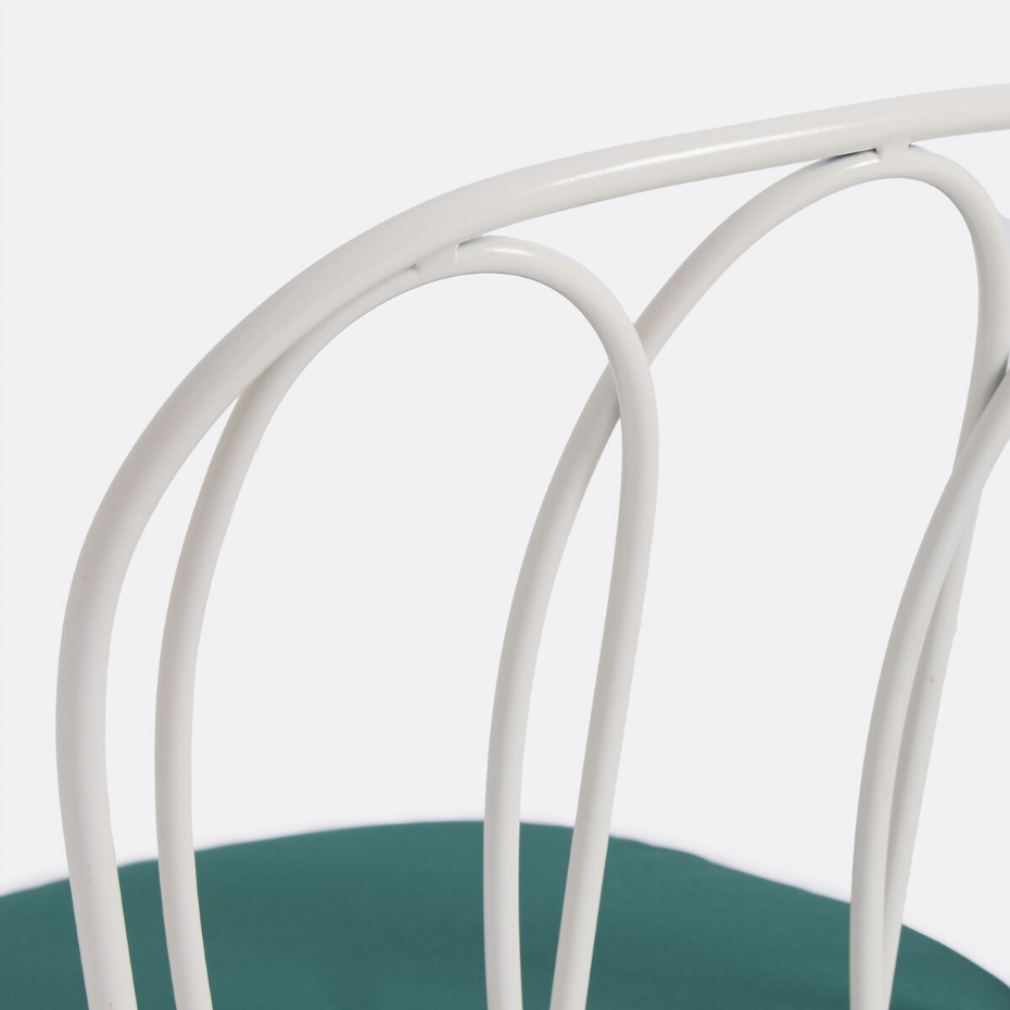 Lot de 2 chaises de jardin, en métal acier, avec coussin, LACOMO