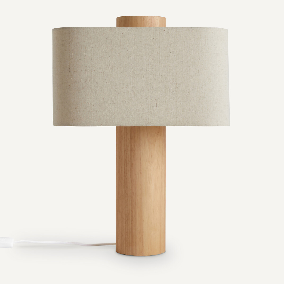 Lampe à poser en chêne et lin, Dryade