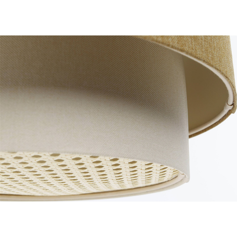 Suspension ronde en tissu avec diffuseur rotin Boho Elegant