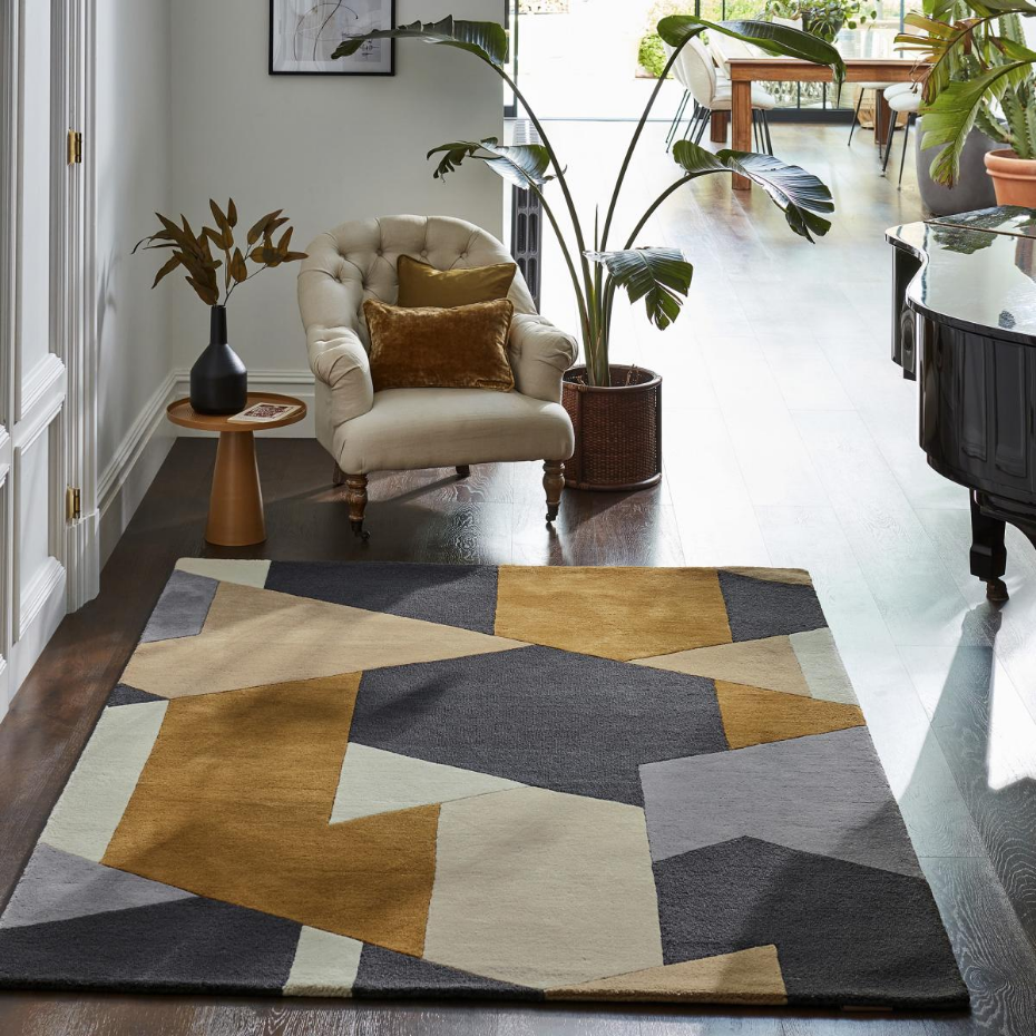 Tapis salon et chambre PAPOVA, fait à la main motif géométrique