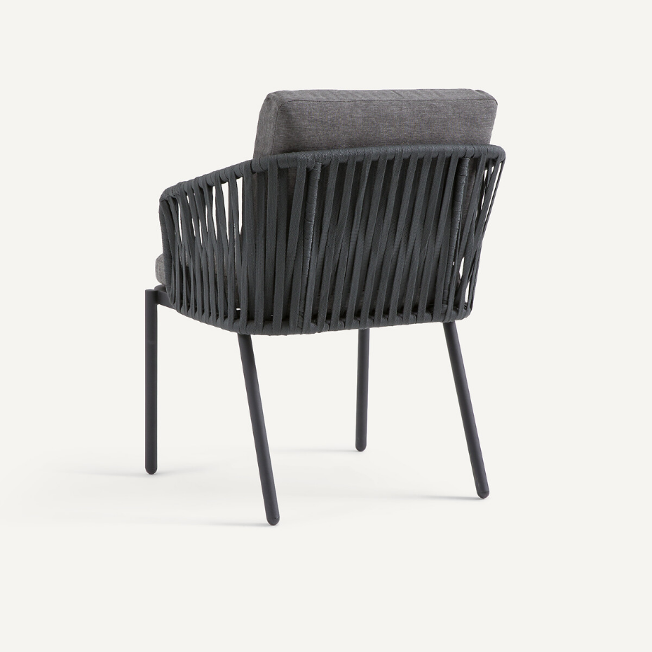Fauteuil de table en sangles tressées, LEANDRA