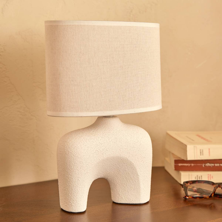 Lampe à poser céramique et lin GABIN