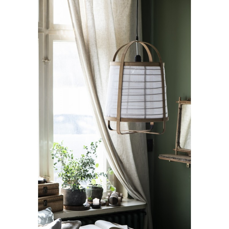 Suspension lanterne bambou tissu