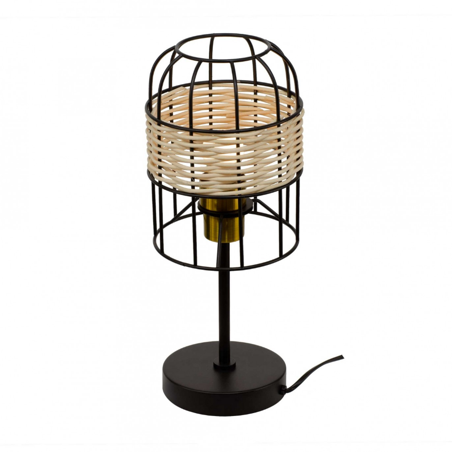 Lampe à poser tactile en métal et rotin, NUSSIM