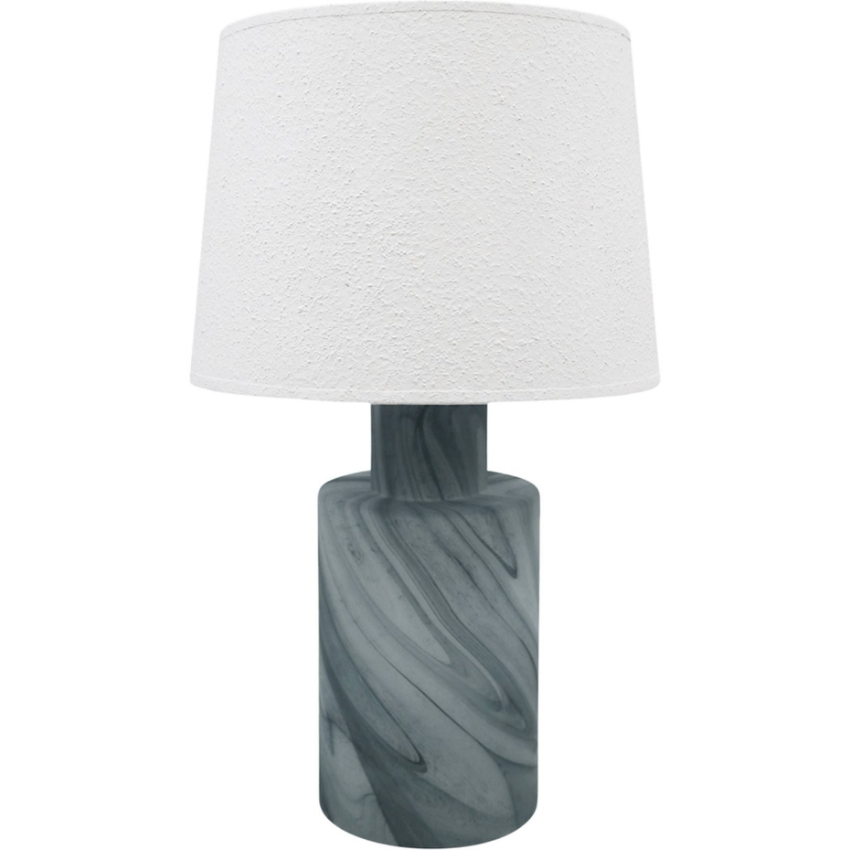 Lampe de table ronde en verre avec abat-jour tissu