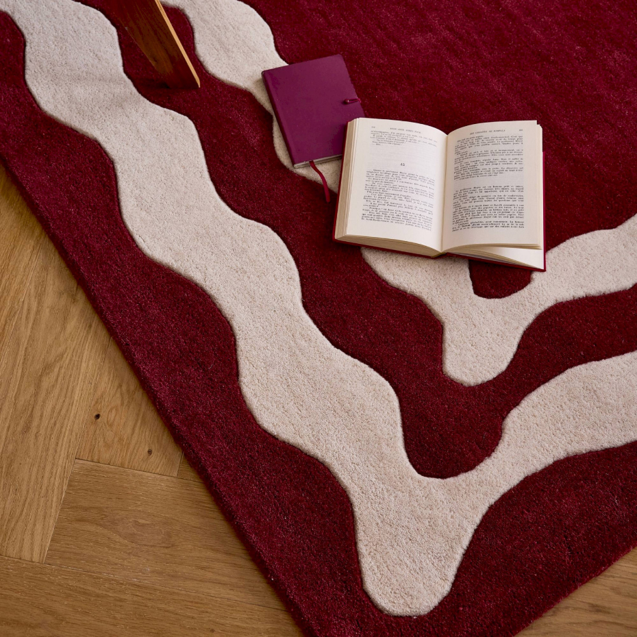 Tapis fait main en laine et coton  d'orage