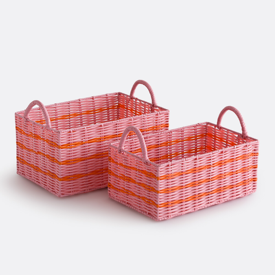 Lot de 2 paniers en scoubidou tressé, CAMY