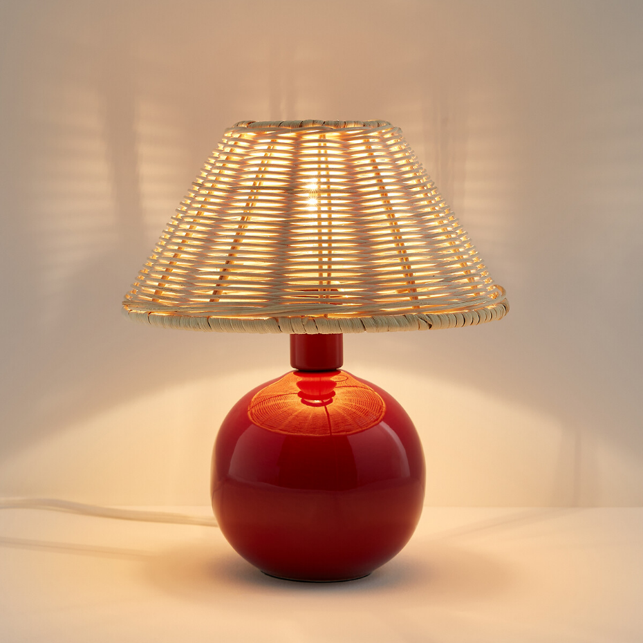 Lampe à poser céramique et rotin, Alios