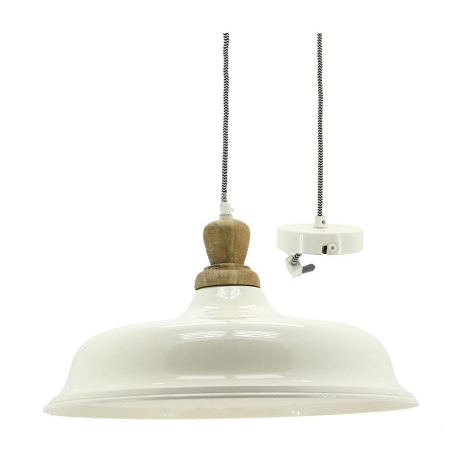 Suspension en métal et bois Ø 40 blanc