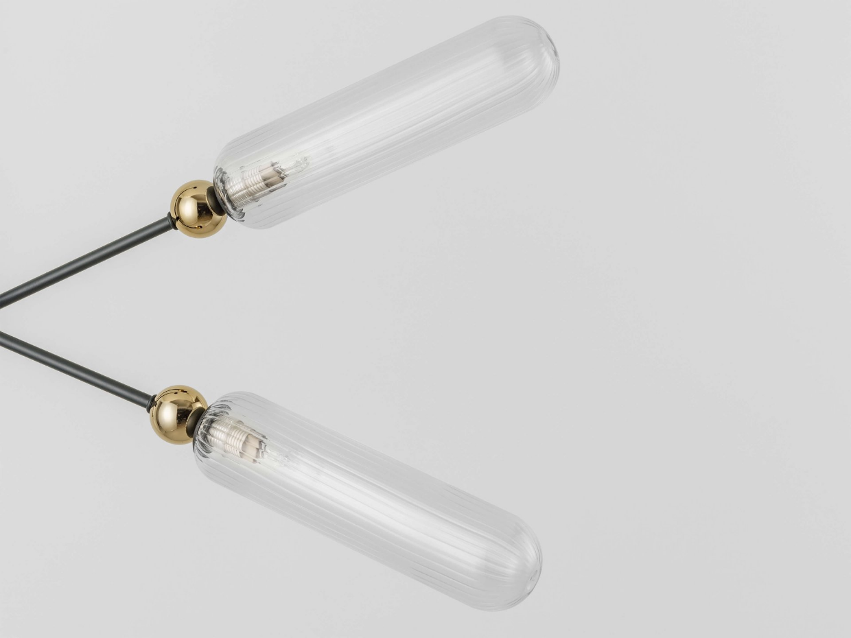 Plafonnier lustre en verre strié