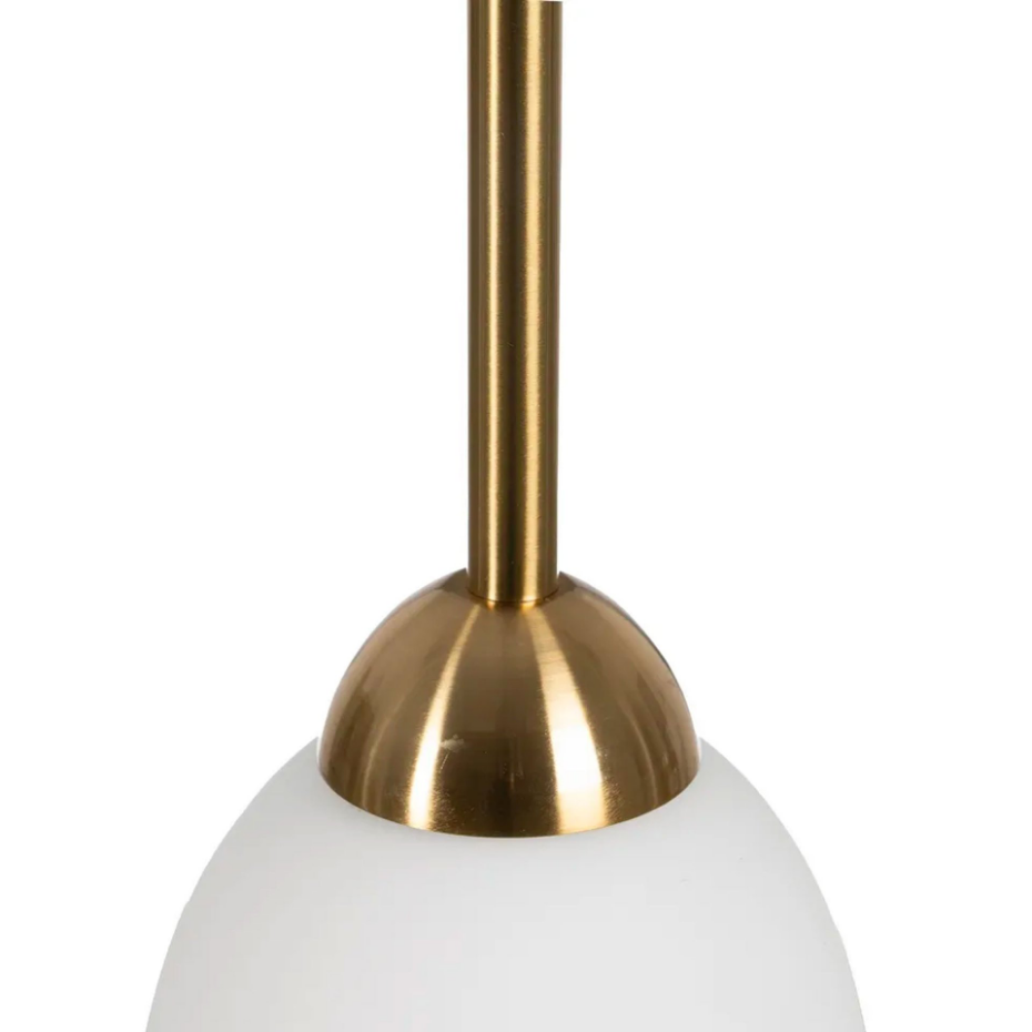 Suspension en métal doré et verre dépoli blanc 14x14x36cm