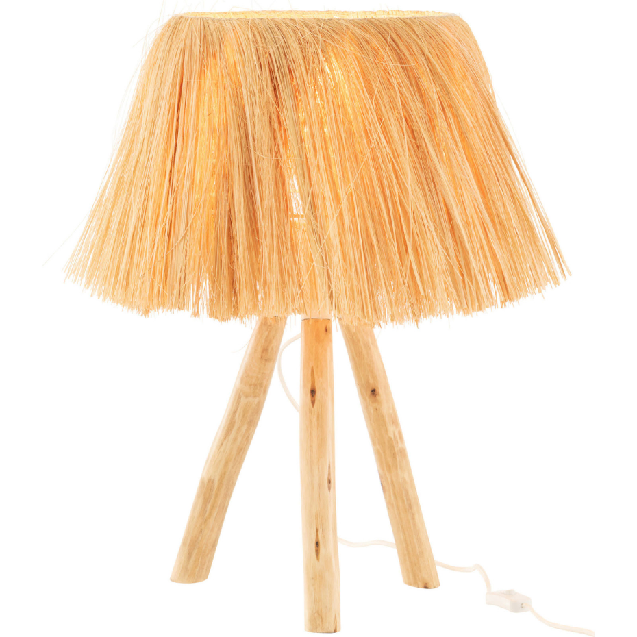 Lampe ronde en bois et fibre végétale