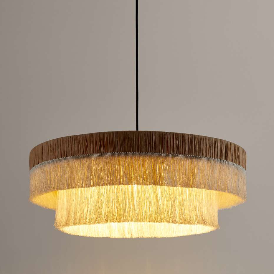 Suspension frangée en raphia Ø50 cm, Kavi