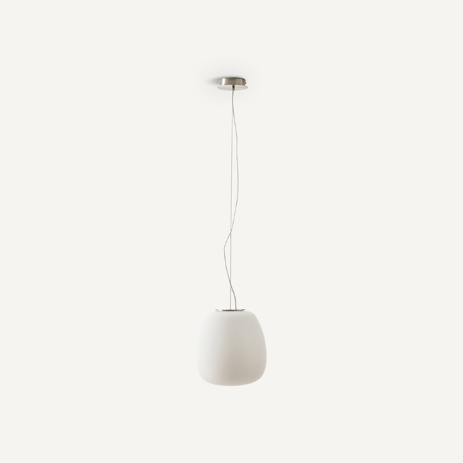 Suspension en verre givré, forme oblongue, Raeyes