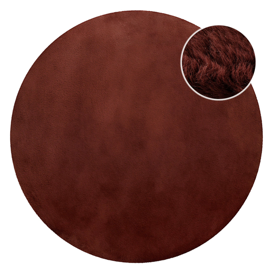 Tapis salon rond doux sensation peau de lapin ,  Anna