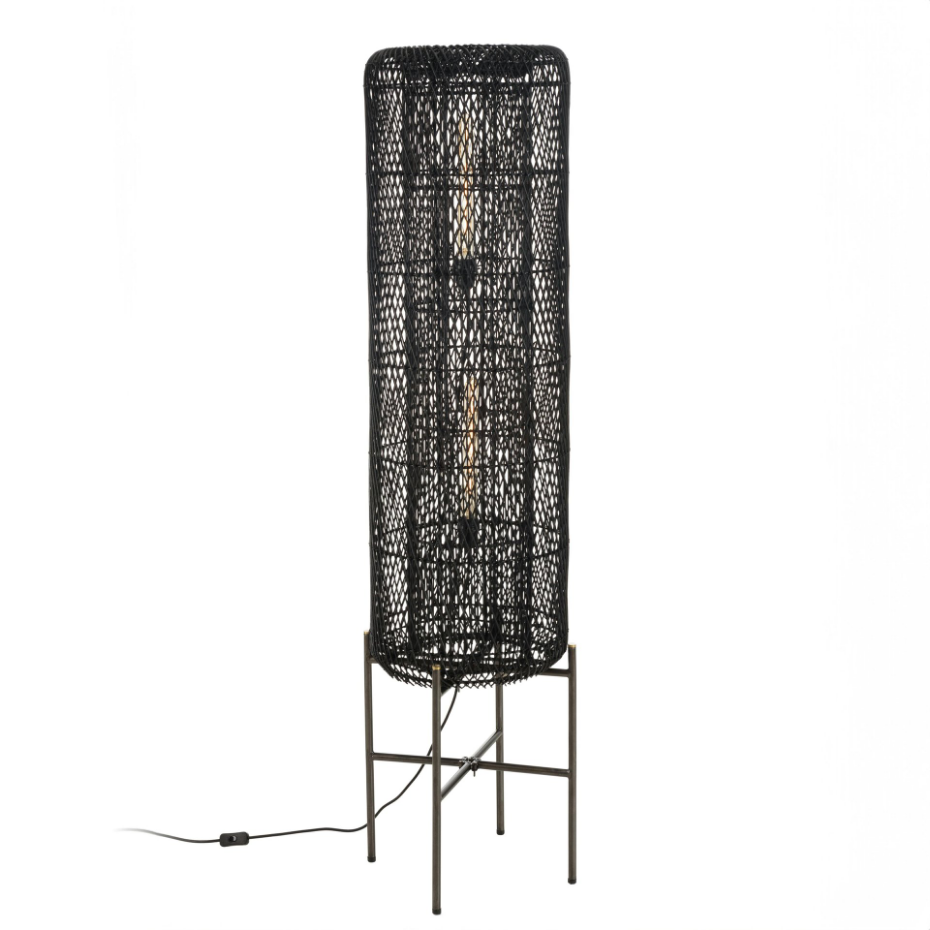 Lampadaire en rotin pieds métal FOLELLI